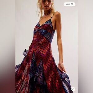 NWT Free People Honey Bee Midi Dress Floral Ruffle V Neck Wine Small Coachella